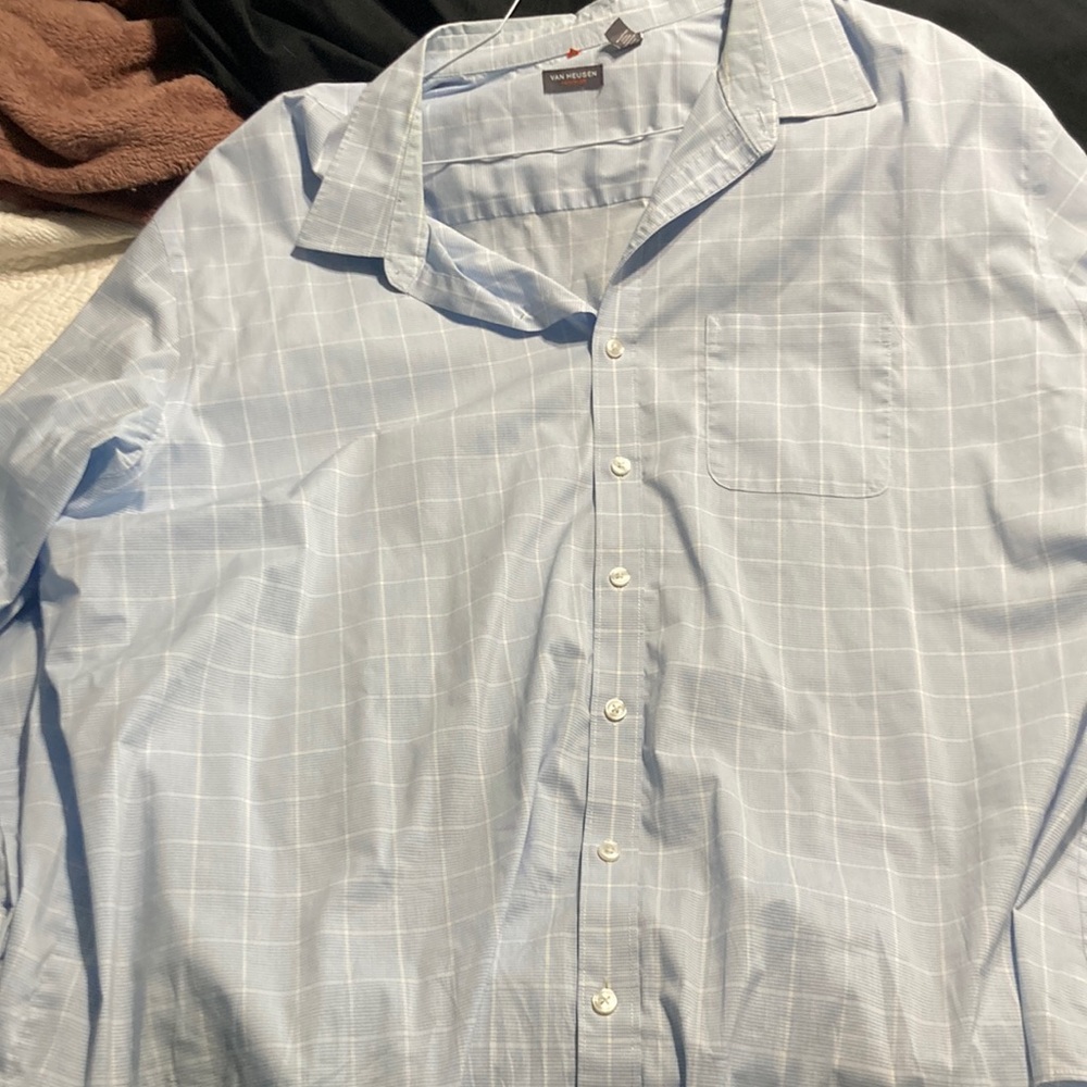 Light blue and white button down shirt